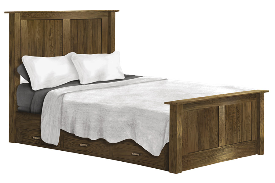 heritage panel bed with storage rails